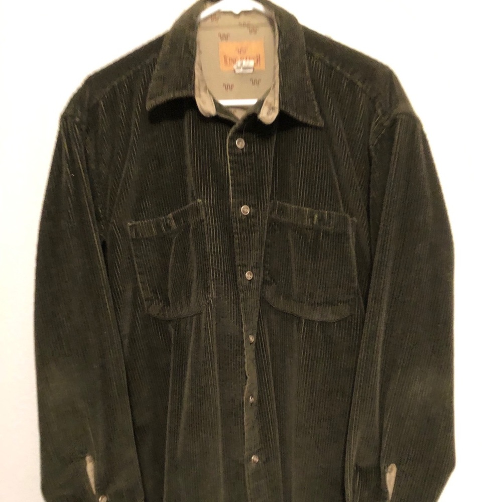 Green corduroy button down